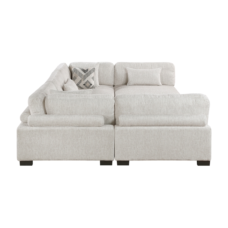 Pemberly Row Microfiber 6-Piece Modular Sectional with Ottoman 300 lbs in Beige