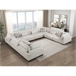 Pemberly Row Microfiber 8-Piece Modular Sectional with Pillows 300 lbs in Beige