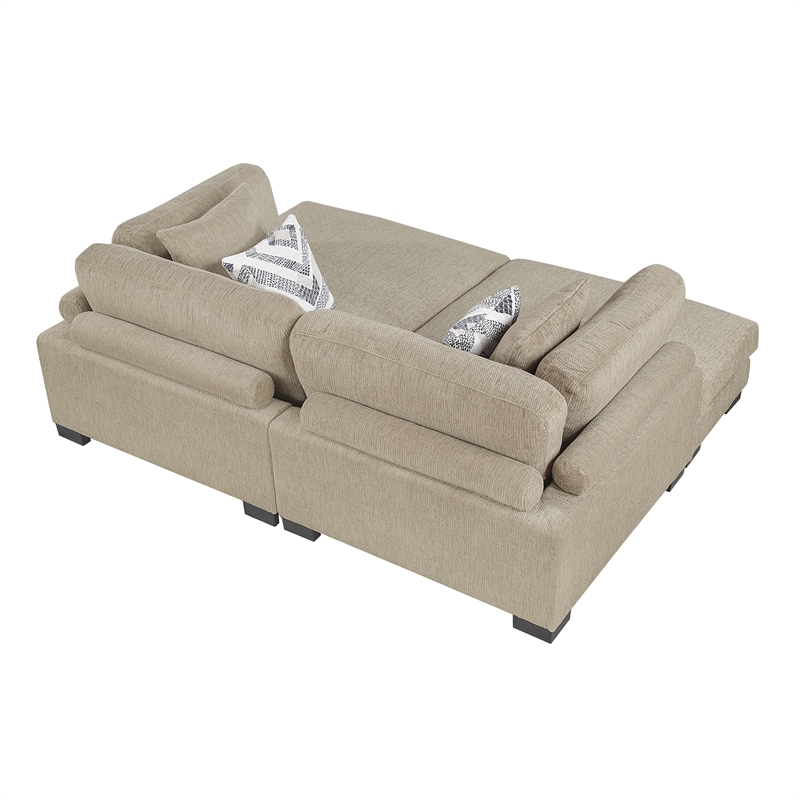 Pemberly Row Microfiber 2-Piece Modular Chaise Set 300 lbs in Brown