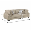 Pemberly Row Textured Microfiber Modular Love Seat with Pillows 300 lbs in Brown