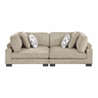 Pemberly Row Textured Microfiber Modular Love Seat with Pillows 300 lbs in Brown