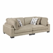Pemberly Row Textured Microfiber Modular Love Seat with Pillows 300 lbs in Brown