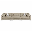 Pemberly Row Microfiber 3-Piece Modular Sofa with Pillows 300 lbs in Brown