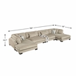 Pemberly Row Microfiber 4-Piece Modular Sectional with Chaise 300 lbs in Brown