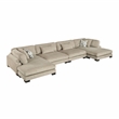 Pemberly Row Microfiber 4-Piece Modular Sectional with Chaise 300 lbs in Brown