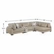 Pemberly Row Microfiber 4-Piece Modular Sectional with Pillows 300 lbs in Brown