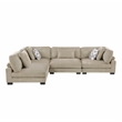 Pemberly Row Microfiber 4-Piece Modular Sectional with Pillows 300 lbs in Brown