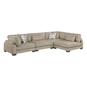 Pemberly Row Microfiber 4-Piece Modular Sectional with Pillows 300 lbs in Brown
