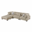 Pemberly Row Microfiber 4-Piece Modular Sectional with Ottoman 300 lbs in Brown