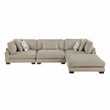 Pemberly Row Microfiber 4-Piece Modular Sectional with Ottoman 300 lbs in Brown