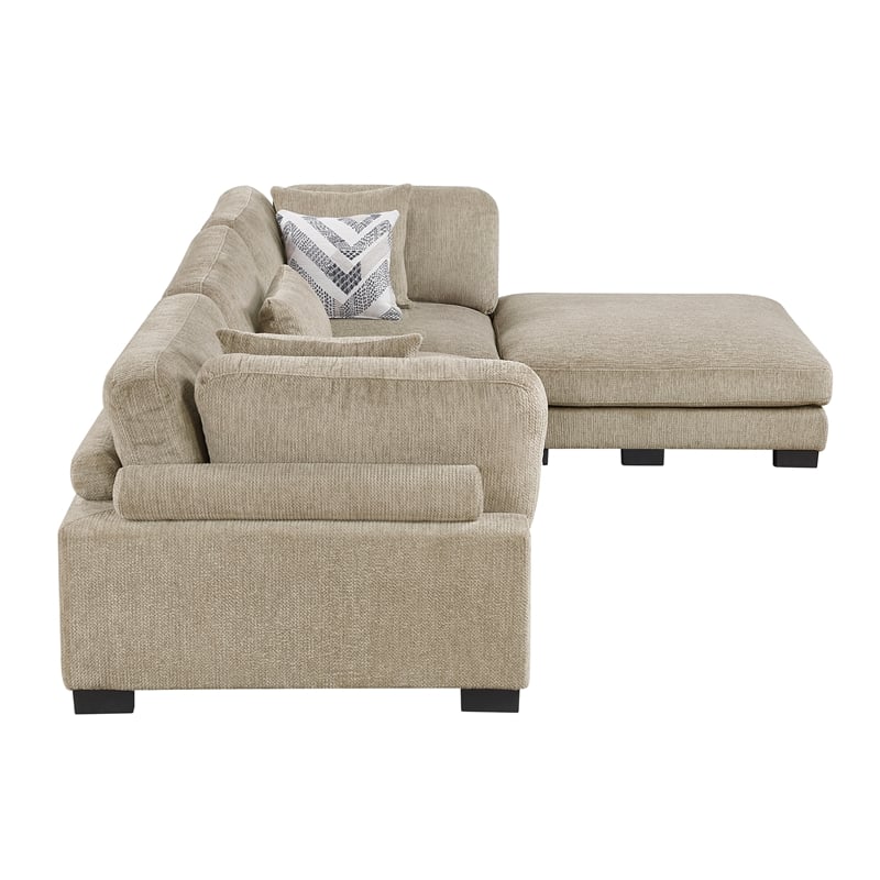 Pemberly Row Microfiber 4-Piece Modular Sectional with Ottoman 300 lbs in Brown