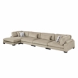 Pemberly Row Microfiber 4-Piece Modular Sectional with Chaise 300 lbs in Brown