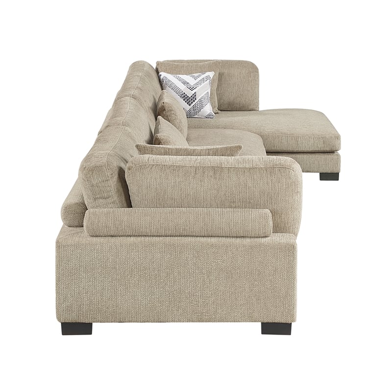Pemberly Row Microfiber 4-Piece Modular Sectional with Chaise 300 lbs in Brown