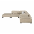 Pemberly Row Microfiber 5-Piece Modular Sectional with Ottoman 300 lbs in Brown