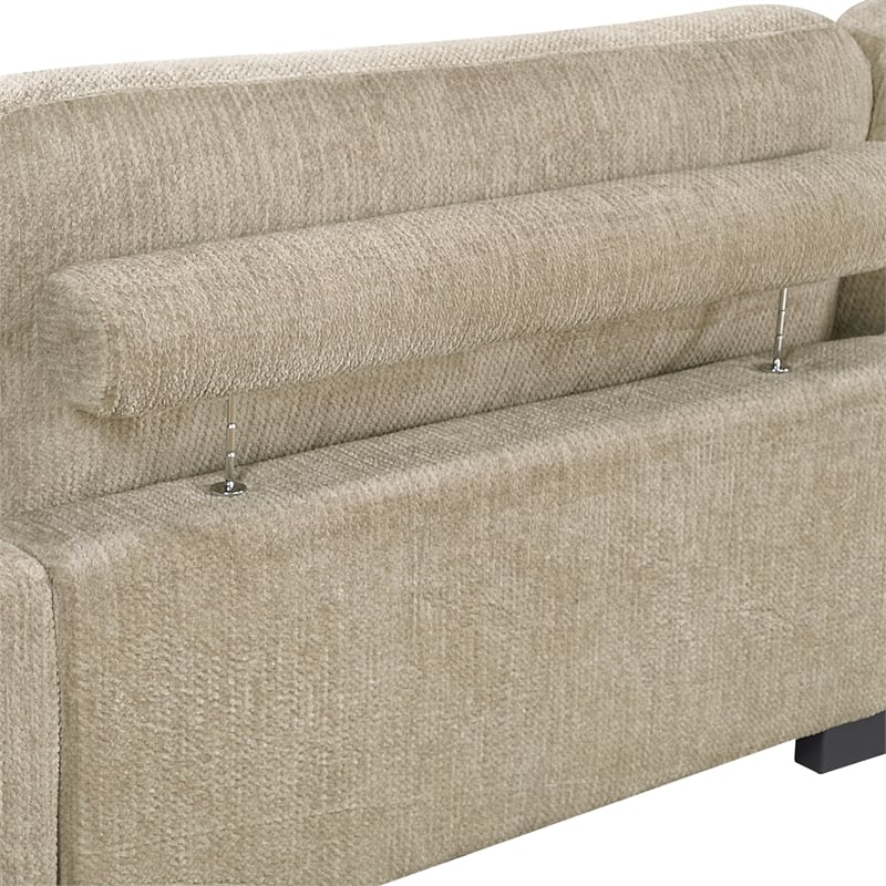 Pemberly Row Microfiber 5-Piece Modular Sectional with Pillows 300 lbs in Brown
