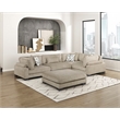 Pemberly Row Microfiber 5-Piece Modular Sectional with Ottoman 300 lbs in Brown