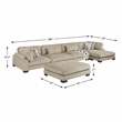 Pemberly Row Microfiber 5-Piece Modular Sectional with Chaise & Ottoman in Brown