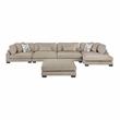 Pemberly Row Microfiber 5-Piece Modular Sectional with Chaise & Ottoman in Brown