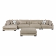 Pemberly Row Microfiber 5-Piece Modular Sectional with Chaise & Ottoman in Brown