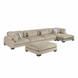 Pemberly Row Microfiber 5-Piece Modular Sectional with Chaise & Ottoman in Brown