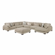 Pemberly Row Microfiber 7-Piece Modular Sectional with Chaise & Ottoman in Brown