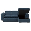 Pemberly Row Microfiber Sectional with Pull-Out Bed and Storage in Blue