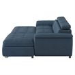 Pemberly Row Microfiber Sectional with Pull-Out Bed and Storage in Blue
