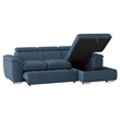 Pemberly Row Microfiber Sectional with Pull-Out Bed and Storage in Blue