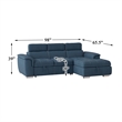 Pemberly Row Microfiber Sectional with Pull-Out Bed and Storage in Blue
