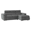 Pemberly Row Microfiber Sectional with Pull-Out Bed and Storage in Gray
