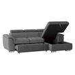 Pemberly Row Microfiber Sectional with Pull-Out Bed and Storage in Gray