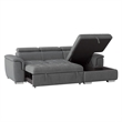 Pemberly Row Microfiber Sectional with Pull-Out Bed and Storage in Gray