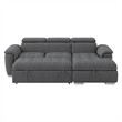 Pemberly Row Microfiber Sectional with Pull-Out Bed and Storage in Gray