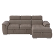 Pemberly Row Microfiber Sectional with Pull-Out Bed and Storage in Taupe