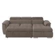 Pemberly Row Microfiber Sectional with Pull-Out Bed and Storage in Taupe