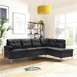 Pemberly Row Faux Leather Tufted Sectional with Chaise in Black
