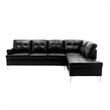 Pemberly Row Faux Leather Tufted Sectional with Chaise in Black
