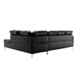 Pemberly Row Faux Leather Tufted Sectional with Chaise in Black