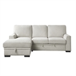 Pemberly Row Chenille Sectional with Left Chaise Pull-Out Bed & Storage in Beige