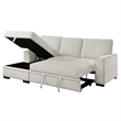 Pemberly Row Chenille Sectional with Left Chaise Pull-Out Bed & Storage in Beige