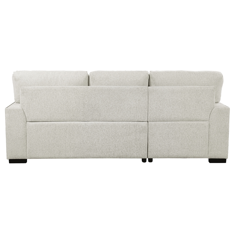 Pemberly Row Chenille Sectional with Left Chaise Pull-Out Bed & Storage in Beige