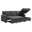 Pemberly Row Chenille Sectional with Right Chaise Pull-Out Bed & Storage in Gray