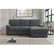 Pemberly Row Chenille Sectional with Right Chaise Pull-Out Bed & Storage in Gray