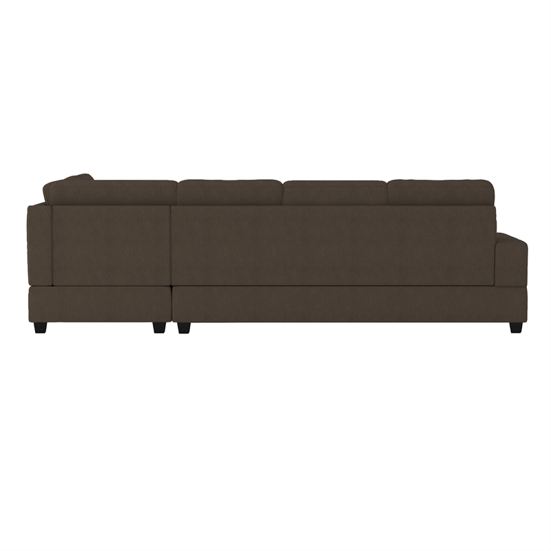 Pemberly Row Reversible Sectional with Drop-Down Cup Holders in Chocolate