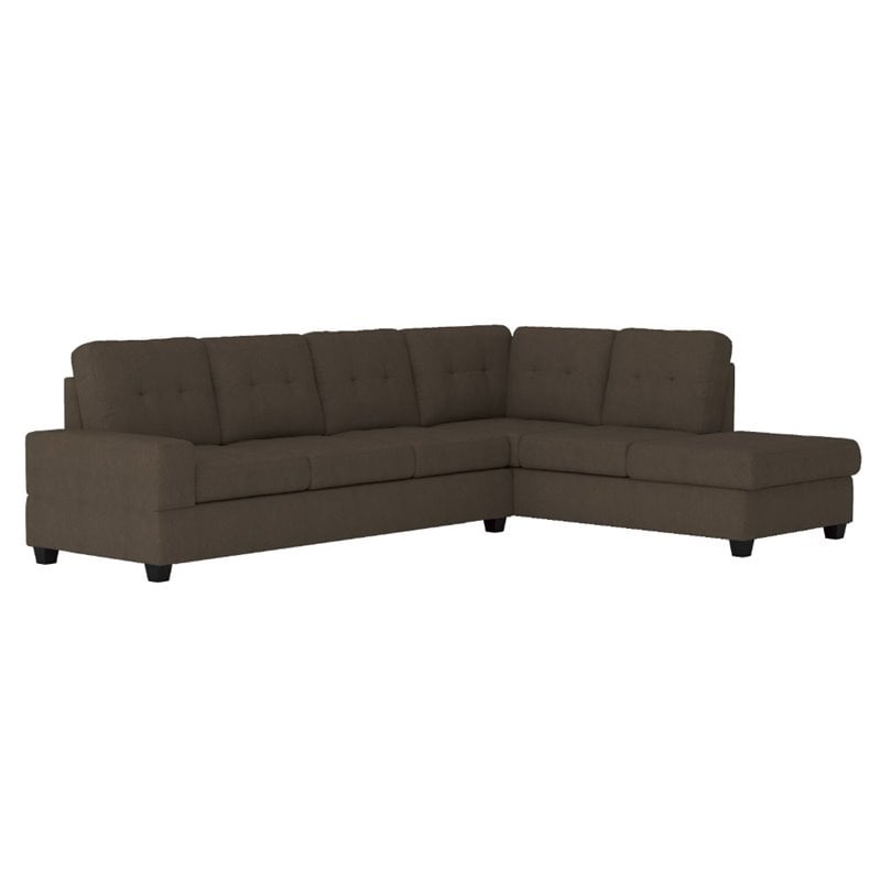 Pemberly Row Reversible Sectional with Drop-Down Cup Holders in Chocolate
