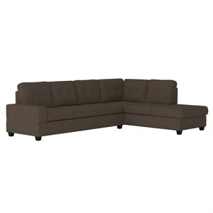 Pemberly Row Reversible Sectional with Drop-Down Cup Holders in Chocolate