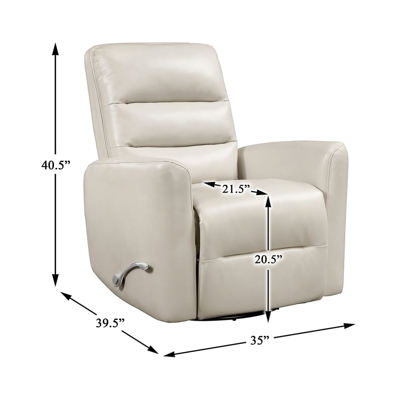 Pemberly Row Faux Leather Swivel Glider Recliner 300 lbs in Beige
