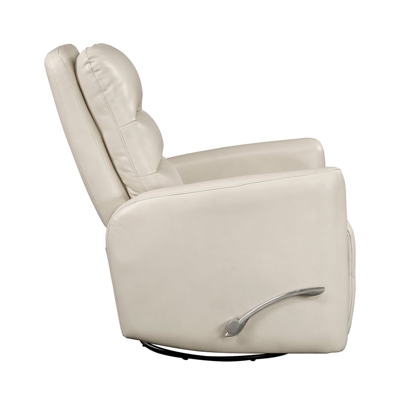 Pemberly Row Faux Leather Swivel Glider Recliner 300 lbs in Beige