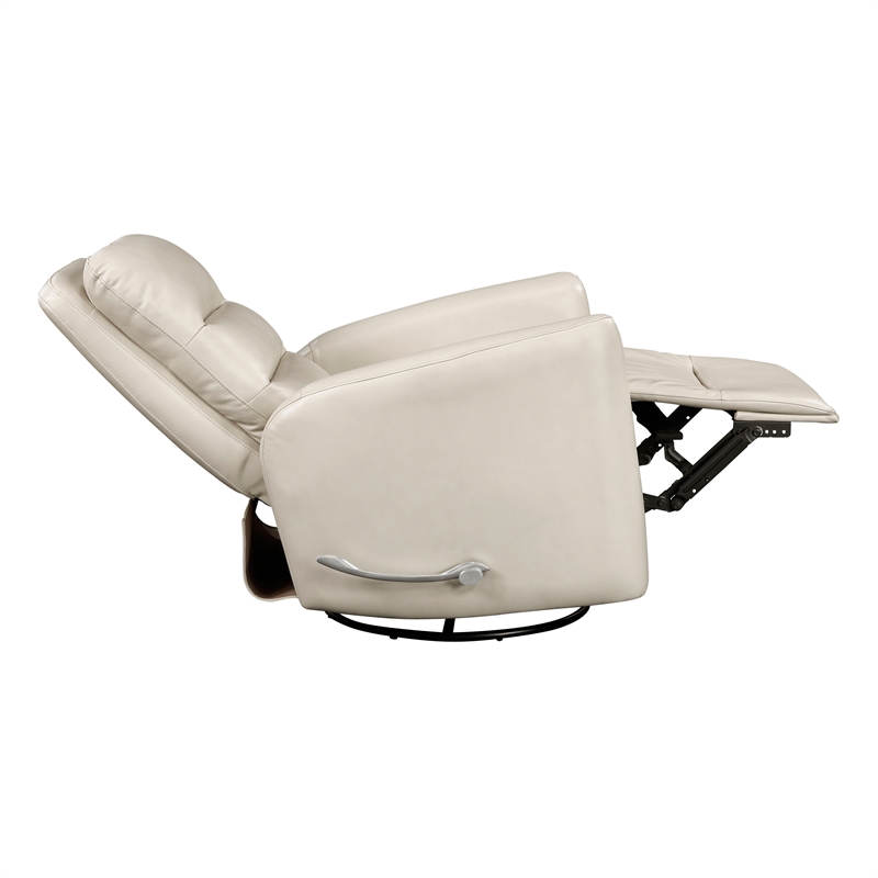 Pemberly Row Faux Leather Swivel Glider Recliner 300 lbs in Beige