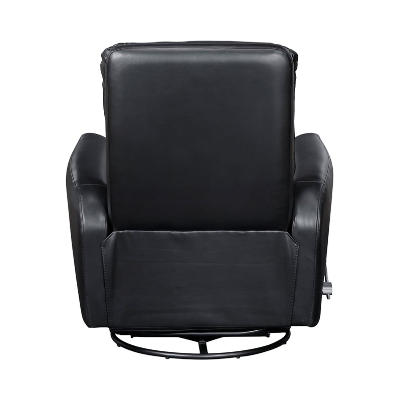 Pemberly Row Faux Leather Swivel Glider Recliner 300 lbs in Black